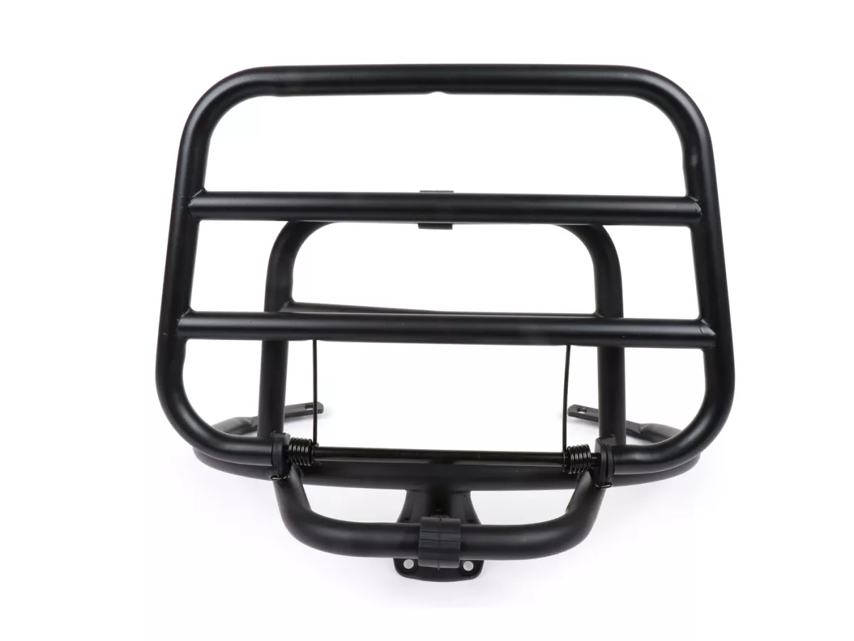 Rear rack, fold down -MOTO NOSTRA-  Vespa Primavera 50 (ZAPC53100, ZAPC53200), Vespa Primavera 125 (ZAPM81100), Vespa Primavera 150 (ZAPM81200), Vespa Sprint 50 (ZAPC53101, ZAPC53201), Vespa Sprint 125 (RP8M82111, ZAPM81300, ZAPM81301) - black