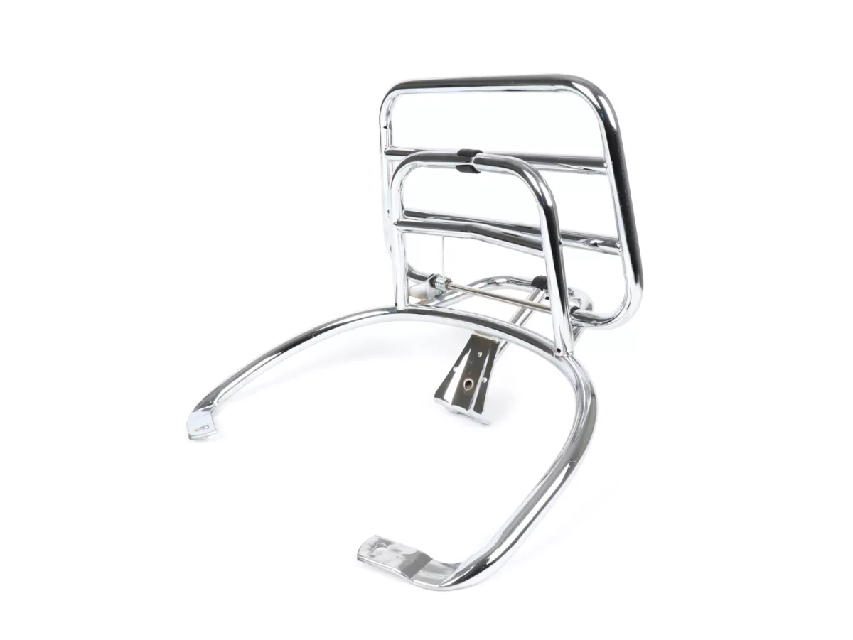 Porte bagages arrière rabattable -MOTO NOSTRA- Vespa Primavera 50 (ZAPC53100, ZAPC53200), Vespa Primavera 125 (ZAPM81100), Vespa Primavera 150 (ZAPM81200), Vespa Sprint 50 (ZAPC53101, ZAPC53201), Vespa Sprint 125 (RP8M82111, ZAPM81300, ZAPM81301) - chromé