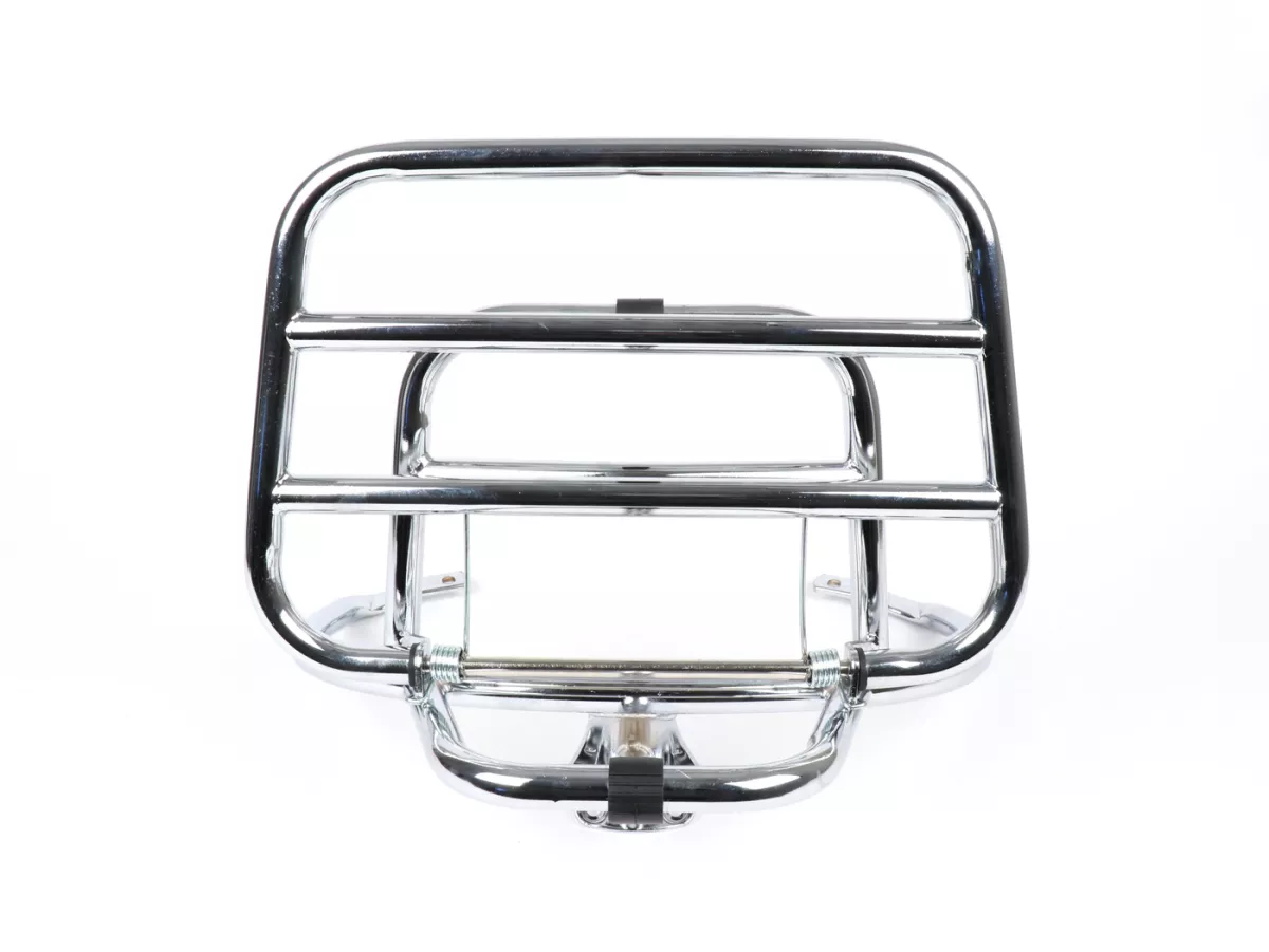 Porte bagages arrière rabattable -MOTO NOSTRA- Vespa Primavera 50 (ZAPC53100, ZAPC53200), Vespa Primavera 125 (ZAPM81100), Vespa Primavera 150 (ZAPM81200), Vespa Sprint 50 (ZAPC53101, ZAPC53201), Vespa Sprint 125 (RP8M82111, ZAPM81300, ZAPM81301) - chromé