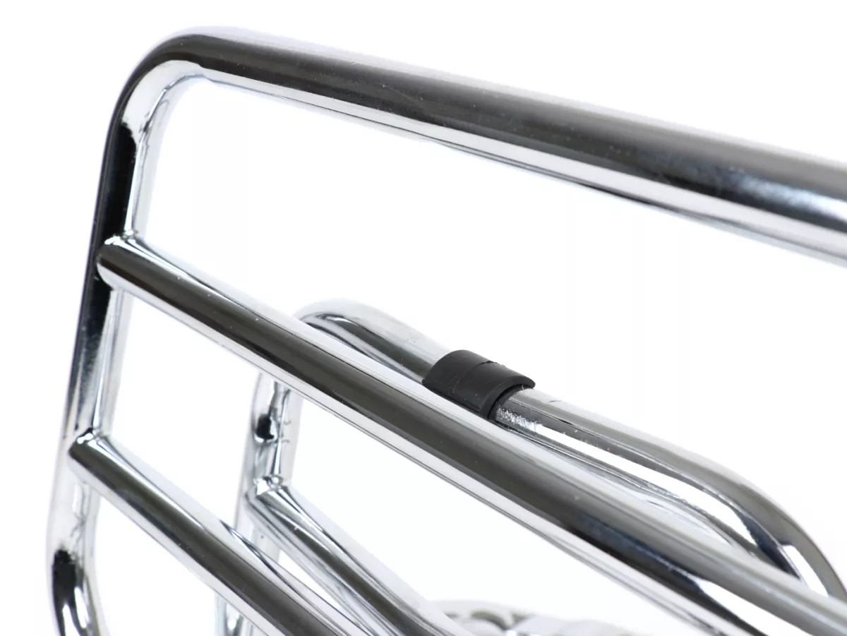 Porte bagages arrière rabattable -MOTO NOSTRA- Vespa Primavera 50 (ZAPC53100, ZAPC53200), Vespa Primavera 125 (ZAPM81100), Vespa Primavera 150 (ZAPM81200), Vespa Sprint 50 (ZAPC53101, ZAPC53201), Vespa Sprint 125 (RP8M82111, ZAPM81300, ZAPM81301) - chromé