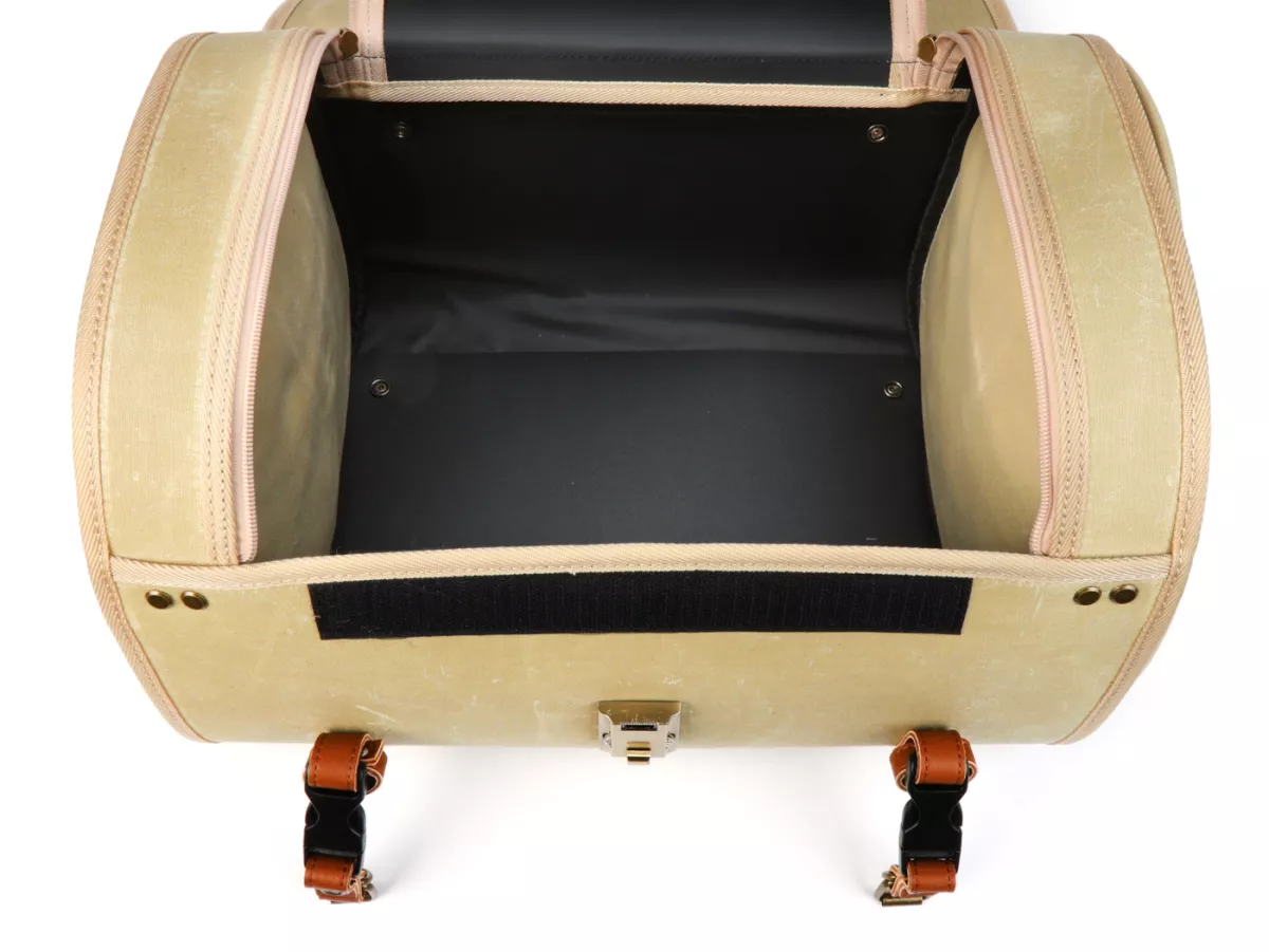 Casing - Tas (besar) untuk rak bagasi (alternatif dari top case) -MOTO NOSTRA Classic 'kanvas berlapis lilin' 480x300x270mm - cocok untuk misalnya Vespa, Lambretta, GTS, GTV, LX/LXV, ET4, S50-150, Sprint, Primavera - 35 liter - krem