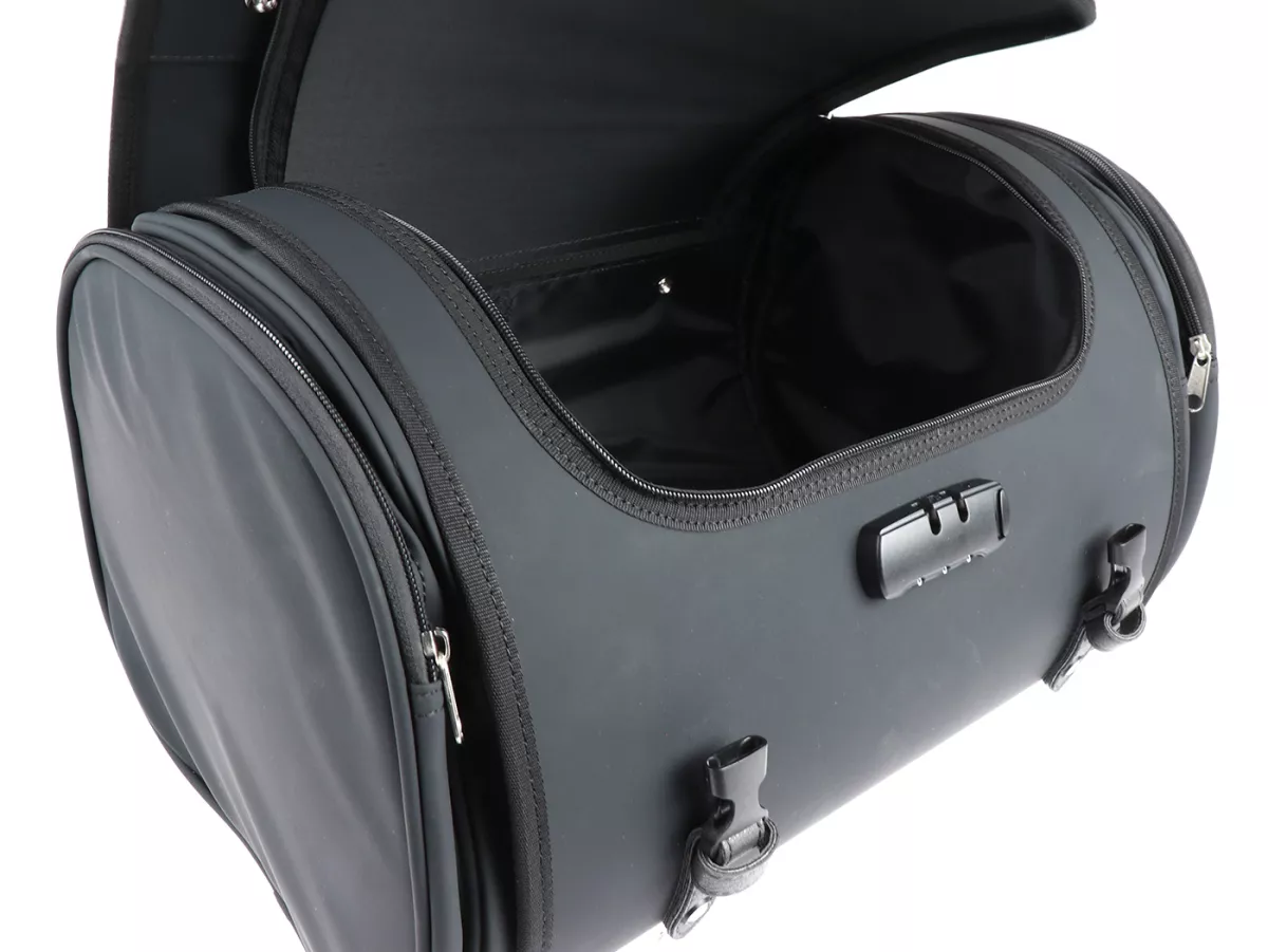 Roll bag (large) for carrier (alternative to topcase) -MOTO NOSTRA Classic 'PU' 480x300x270mm- suitable for e.g. Vespa, Lambretta, GTS, GTV, LX/LXV, ET4, S50-150, Sprint, Primavera - 35 litres - black