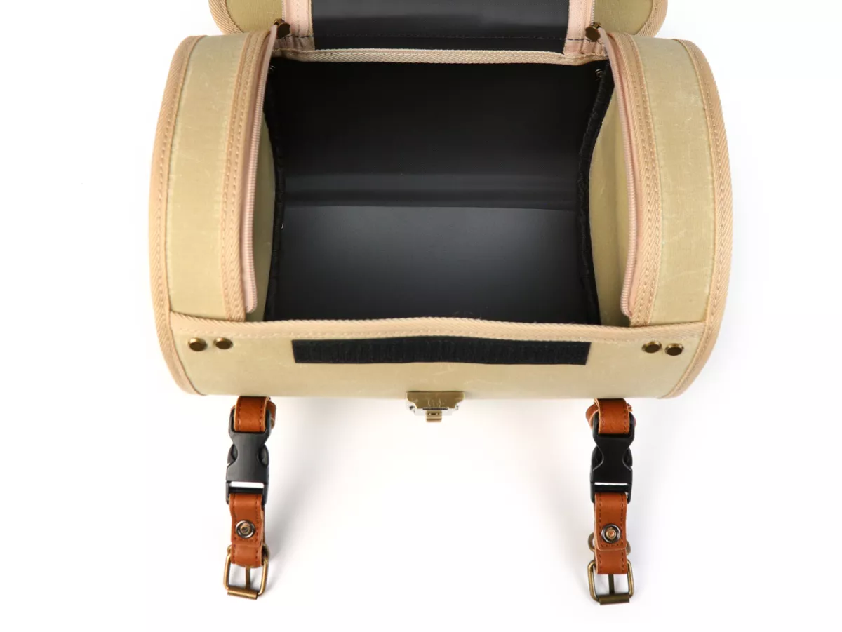Sac à roulettes (petit) pour le transport (alternative au topcase) -MOTO NOSTRA Classic coton ciré 330x190x180mm- convient par exemple pour Vespa, Lambretta, GTS 125-300, GTV, LX/LXV, ET4, S50-150, Sprint, Primavera - 10 litres - beige
