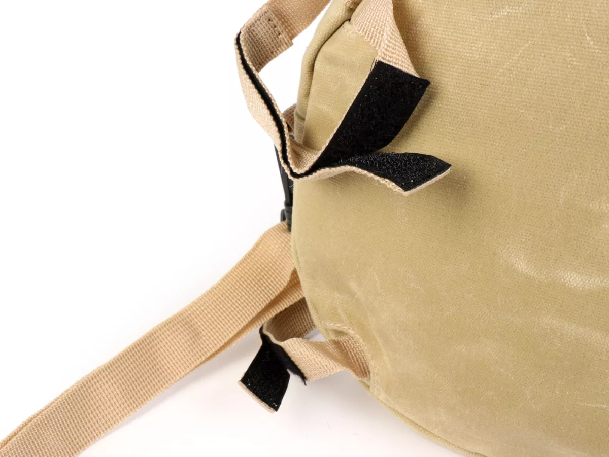 Tas bundar (Ø23cm) untuk roda cadangan 10 inci / tas bahu (termasuk tempat gelas) -MOTO NOSTRA Classic 'kanvas berlapis lilin' - cocok untuk mis. Vespa, Lambretta - krem