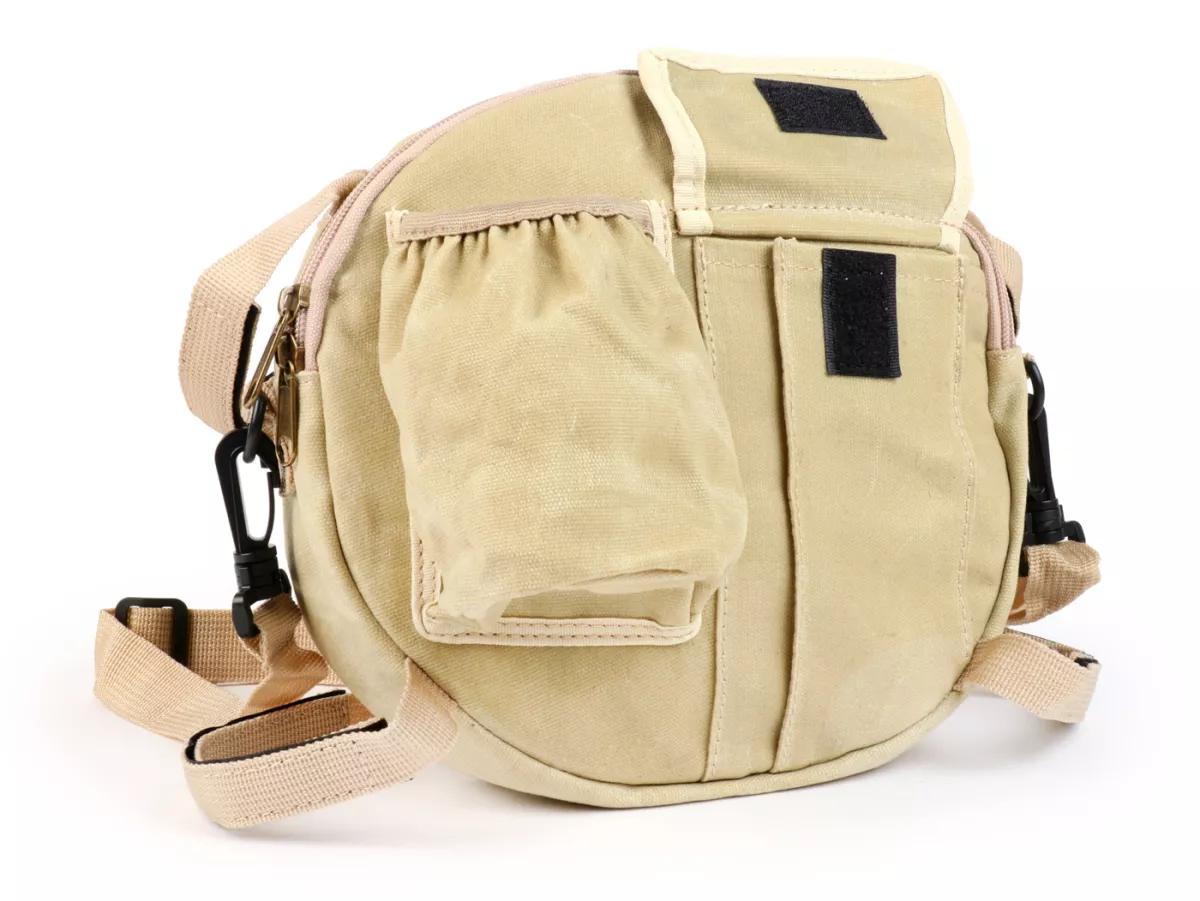 Tas bundar (Ø23cm) untuk roda cadangan 10 inci / tas bahu (termasuk tempat gelas) -MOTO NOSTRA Classic 'kanvas berlapis lilin' - cocok untuk mis. Vespa, Lambretta - krem