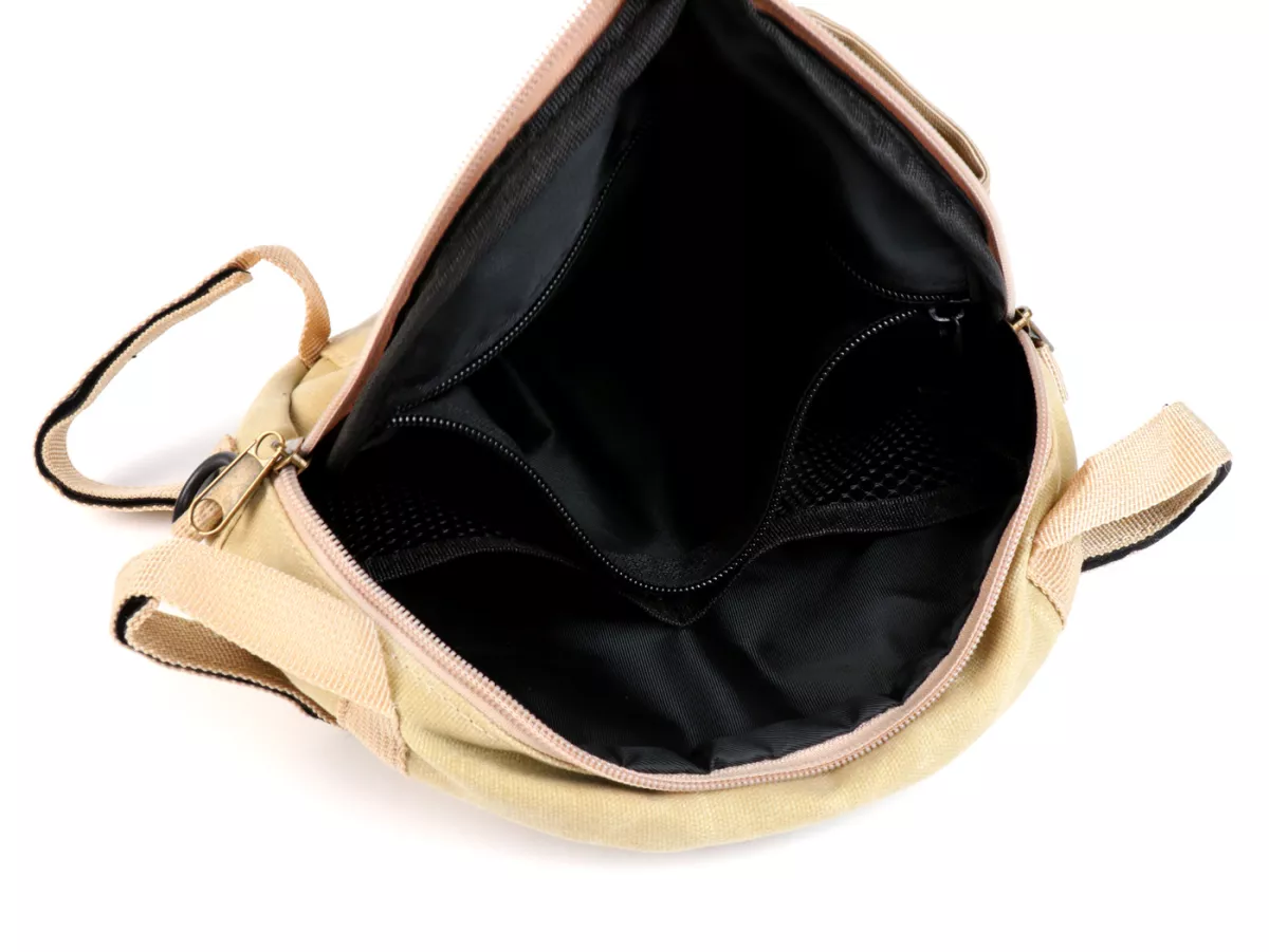 Tas bundar (Ø23cm) untuk roda cadangan 10 inci / tas bahu (termasuk tempat gelas) -MOTO NOSTRA Classic 'kanvas berlapis lilin' - cocok untuk mis. Vespa, Lambretta - krem