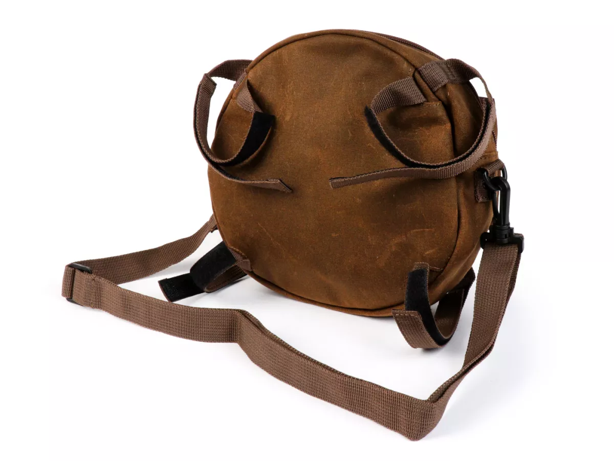 Tas bundar (Ø23cm) untuk roda cadangan 10 inci / tas bahu (termasuk tempat gelas) -MOTO NOSTRA Classic 'kanvas berlapis lilin' - cocok untuk misalnya Vespa, Lambretta - coklat