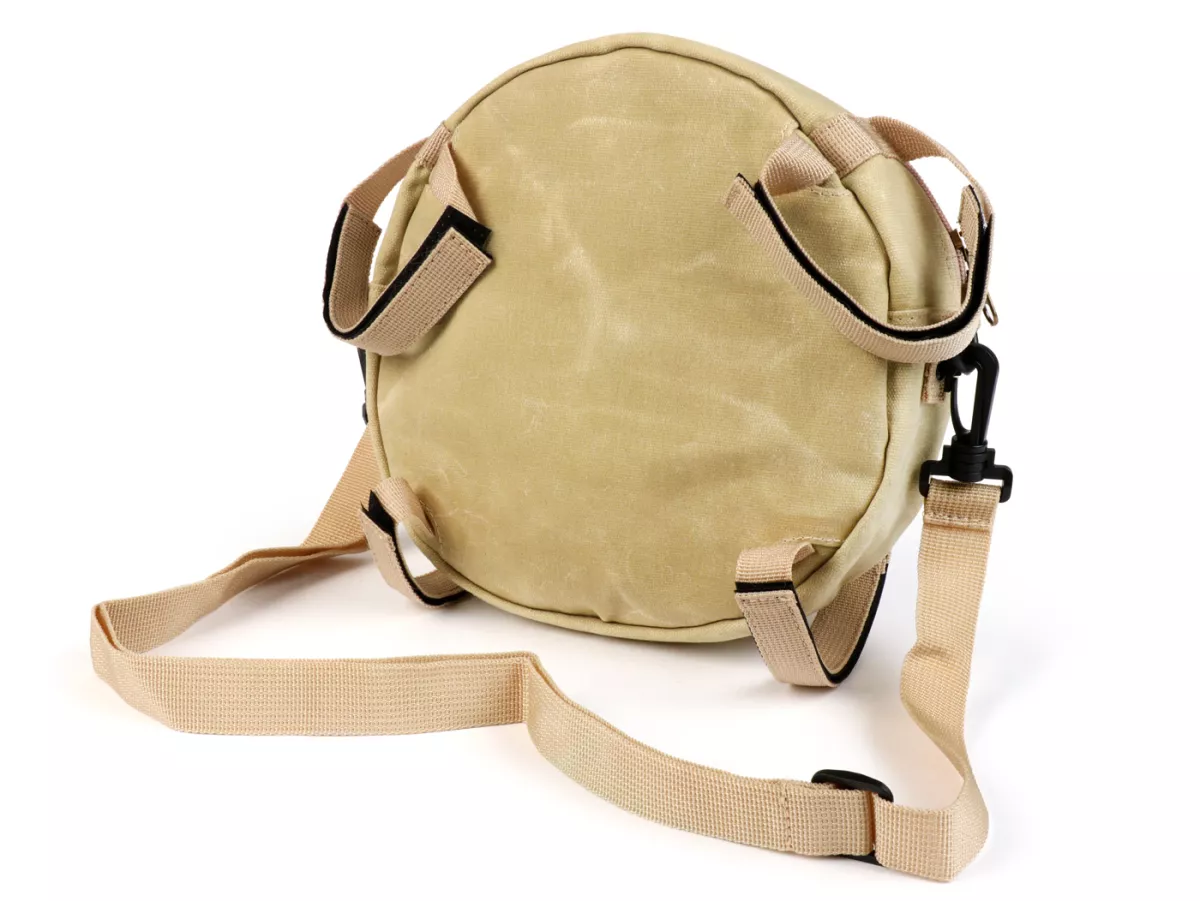 Tas bundar (Ø23cm) untuk roda cadangan 10 inci / tas bahu (termasuk tas ponsel (hingga 6,2 inci, mis. iPhone 11)) -MOTO NOSTRA Classic 'kanvas lilin' - cocok untuk mis. Vespa, Lambretta - krem