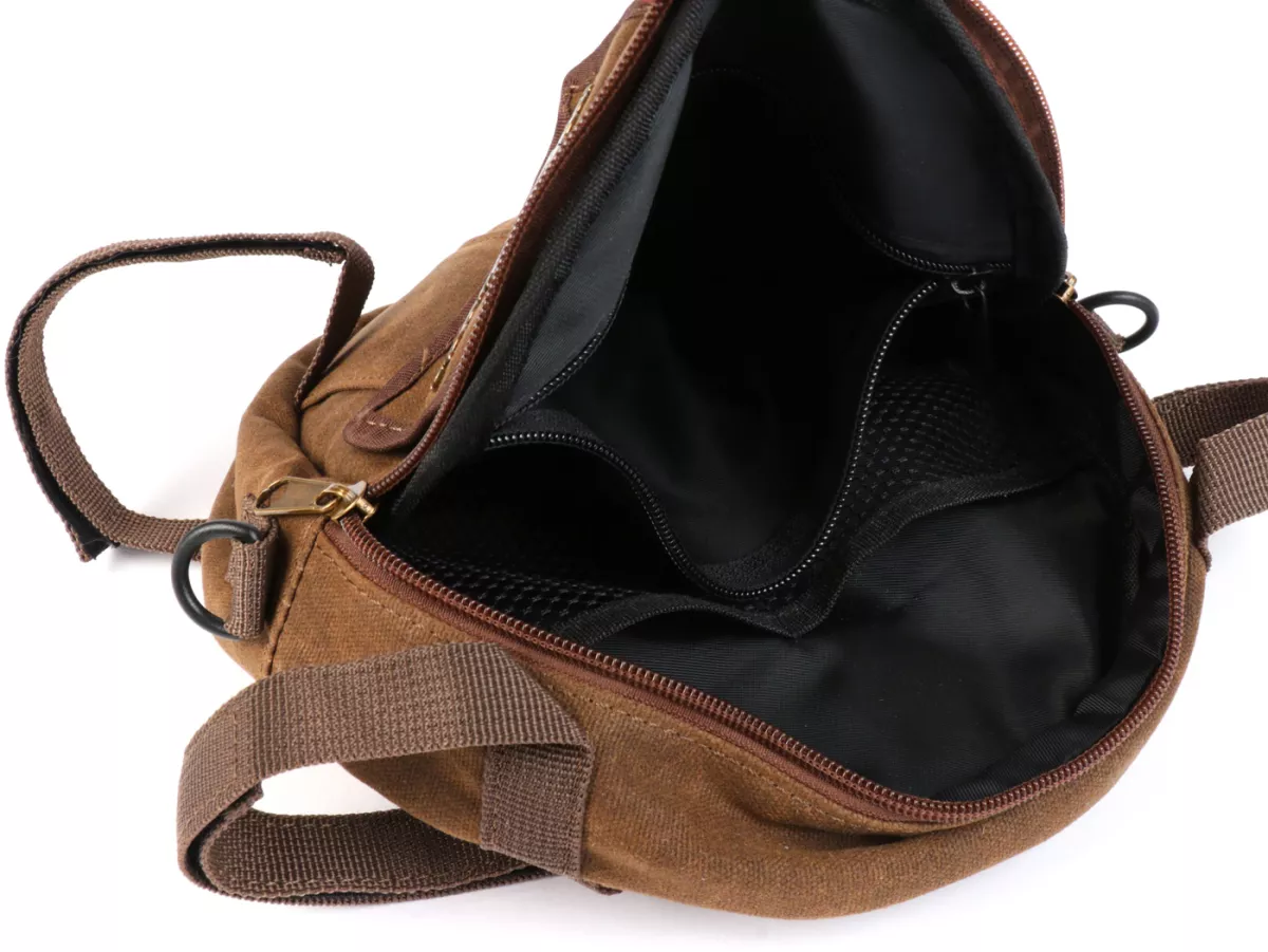 Tas bundar (Ø23cm) untuk roda cadangan 10 inci / tas bahu (termasuk tas ponsel (hingga 6,2 inci, mis. iPhone 11)) -MOTO NOSTRA Classic 'kanvas lilin' - cocok untuk mis. Vespa, Lambretta - coklat