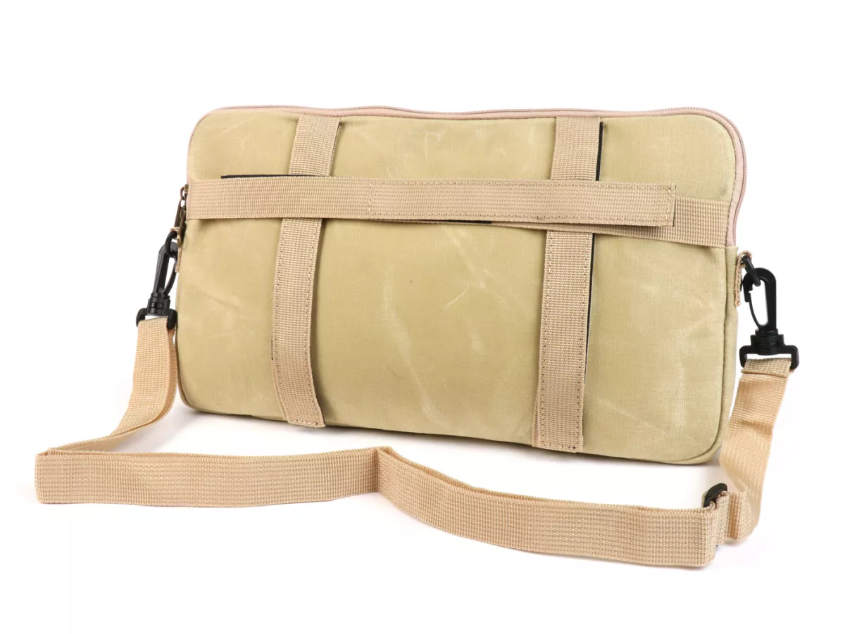 Bag for luggage compartment flap (incl. cup holder) -MOTO NOSTRA Classic 'waxed canvas'- suitable for e.g. Vespa, Lambretta, GTV, GTS, HPE, Supertech, Touring - beige