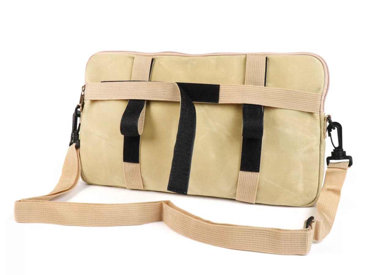 Bag for luggage compartment flap (incl. cup holder) -MOTO NOSTRA Classic 'waxed canvas'- suitable for e.g. Vespa, Lambretta, GTV, GTS, HPE, Supertech, Touring - beige