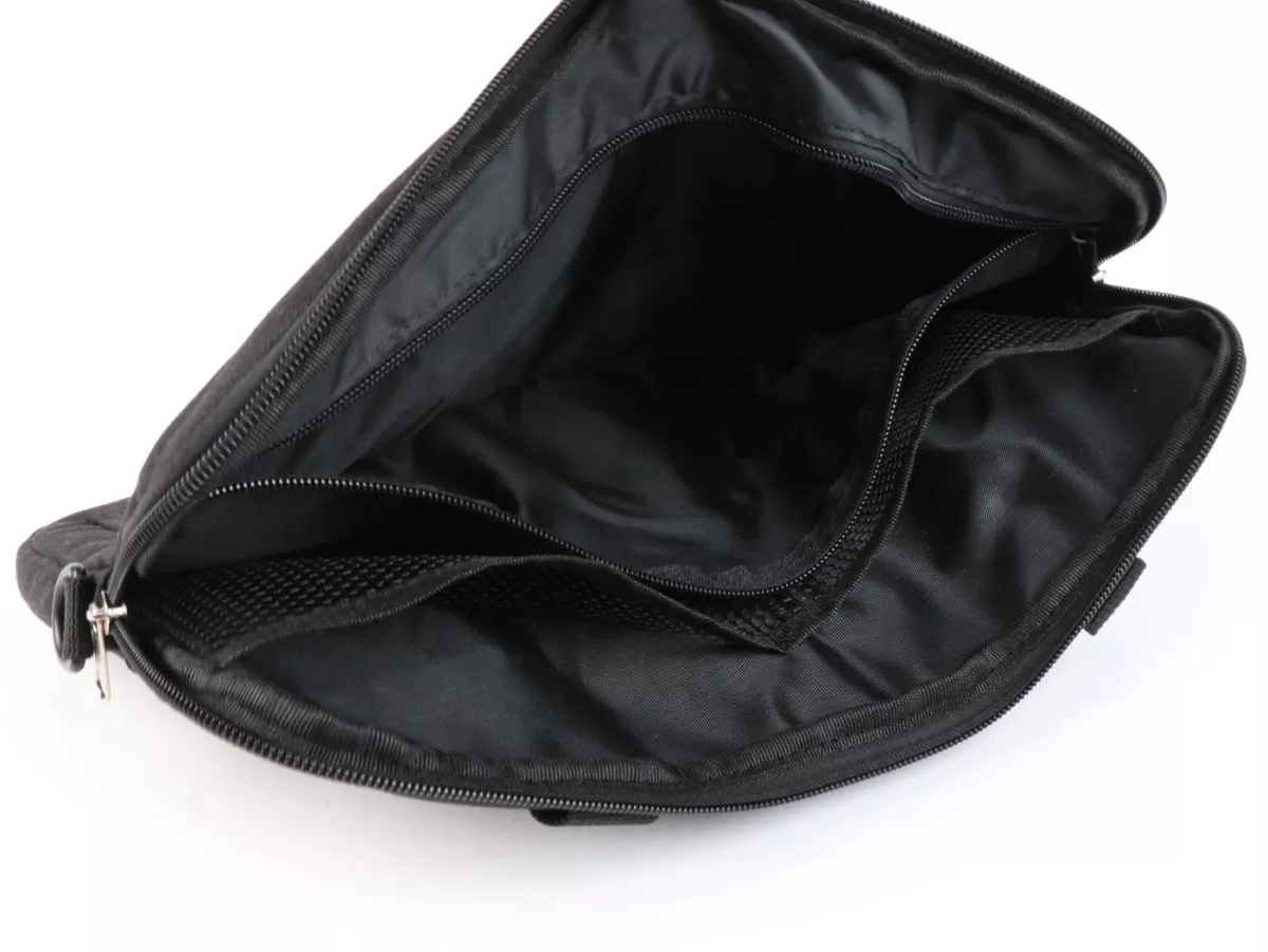 Bolsa para maletero solapa / bandolera (incl. portavasos) -MOTO NOSTRA Classic 'lona encerada'- adecuada para p. ej. Vespa, Lambretta, GTV, GTS, HPE, Supertech, Touring - negro