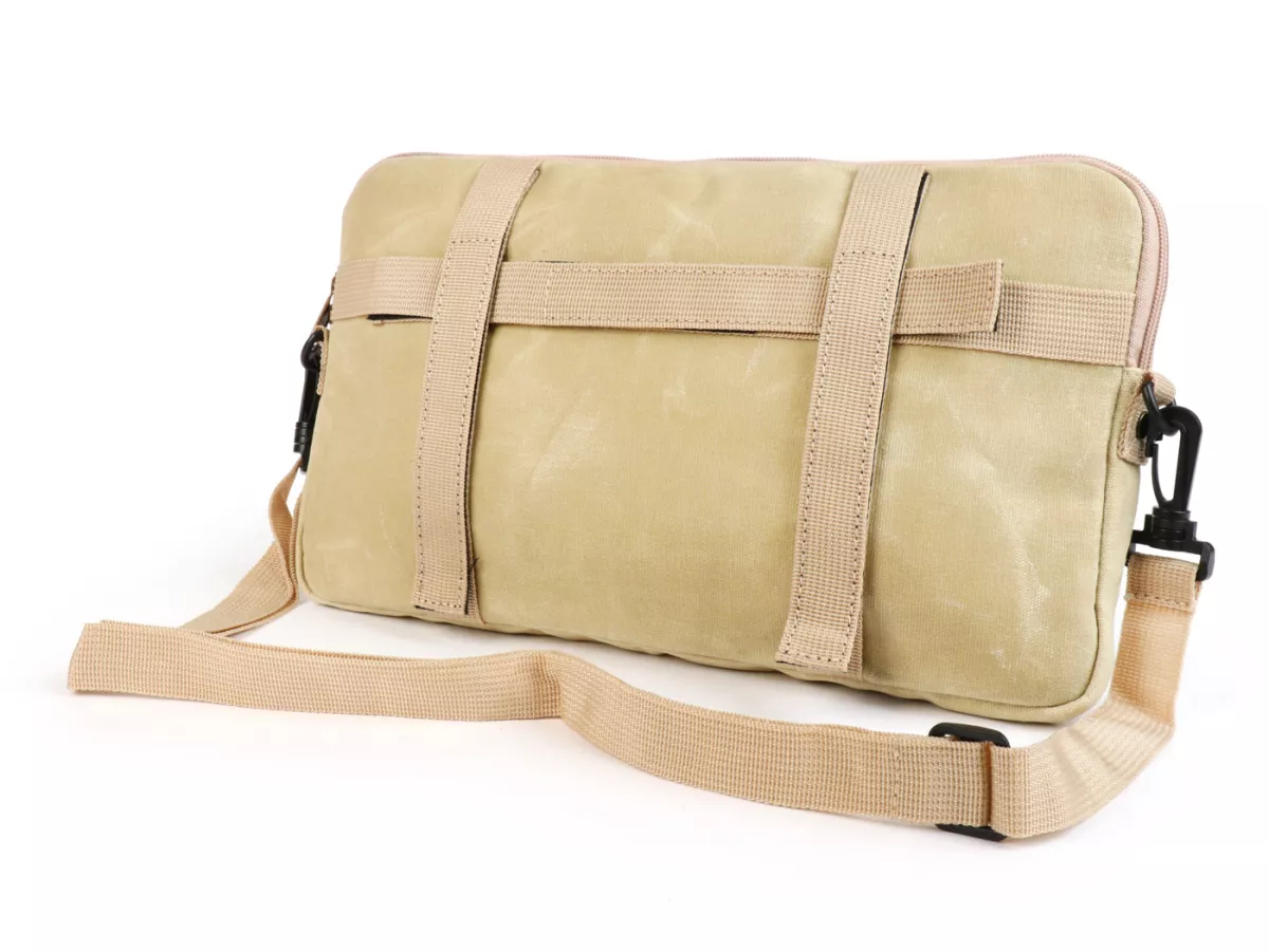 Sac pour le rabat du compartiment à bagages (avec support pour téléphone portable (jusqu'à 6,2 pouces, par exemple iPhone 11)) -MOTO NOSTRA Classic coton ciré - convient par exemple pour Vespa, Lambretta, GTV, GTS, HPE, Supertech, Touring - beige