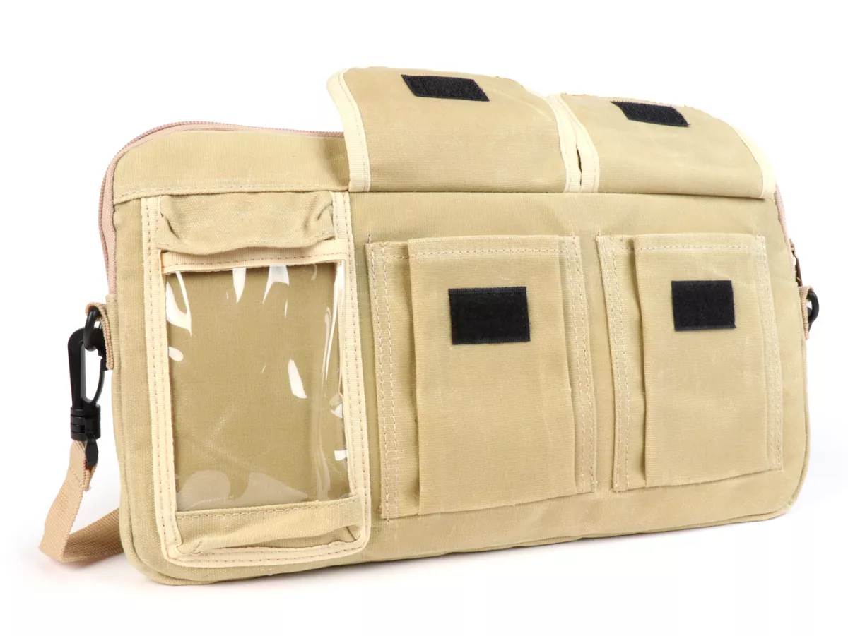 Sac pour le rabat du compartiment à bagages (avec support pour téléphone portable (jusqu'à 6,2 pouces, par exemple iPhone 11)) -MOTO NOSTRA Classic coton ciré - convient par exemple pour Vespa, Lambretta, GTV, GTS, HPE, Supertech, Touring - beige