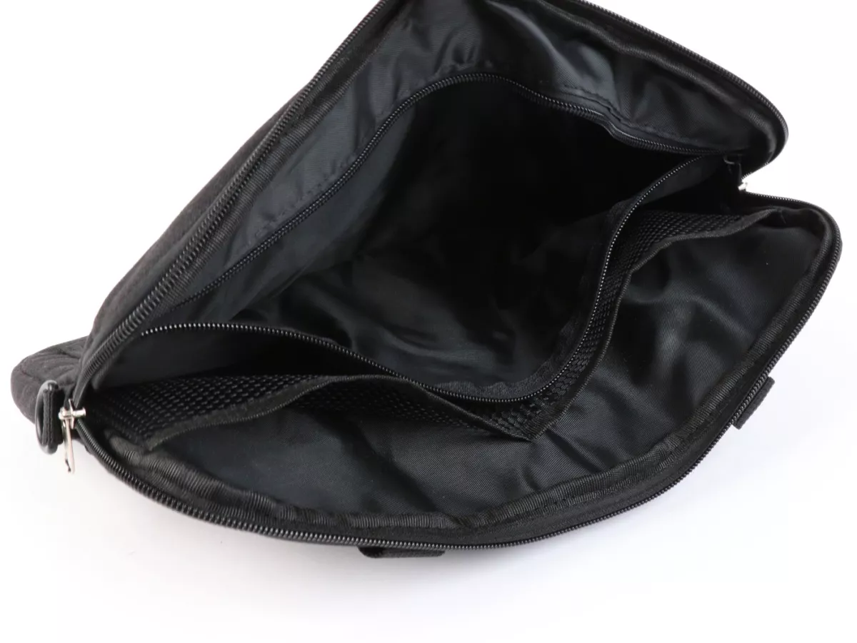 Bolsa para maletero solapa / bandolera (incl. funda para móvil (hasta 6,2 pulgadas, p. ej. iPhone 11)) -MOTO NOSTRA Classic 'lona encerada'- adecuada para p. ej. Vespa, Lambretta, GTV, GTS, HPE, Supertech, Touring - negro