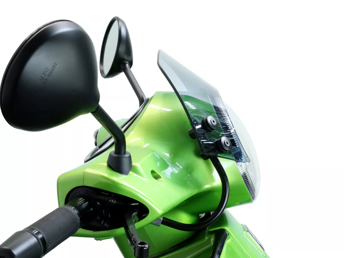 Kaca depan dengan tanda kurung hitam -MOTO NOSTRA, w = 300mm, h = 105mm- Vespa GT, GTL, GTS, GTS Super 125-300cc (-2018) - abu-abu transparan