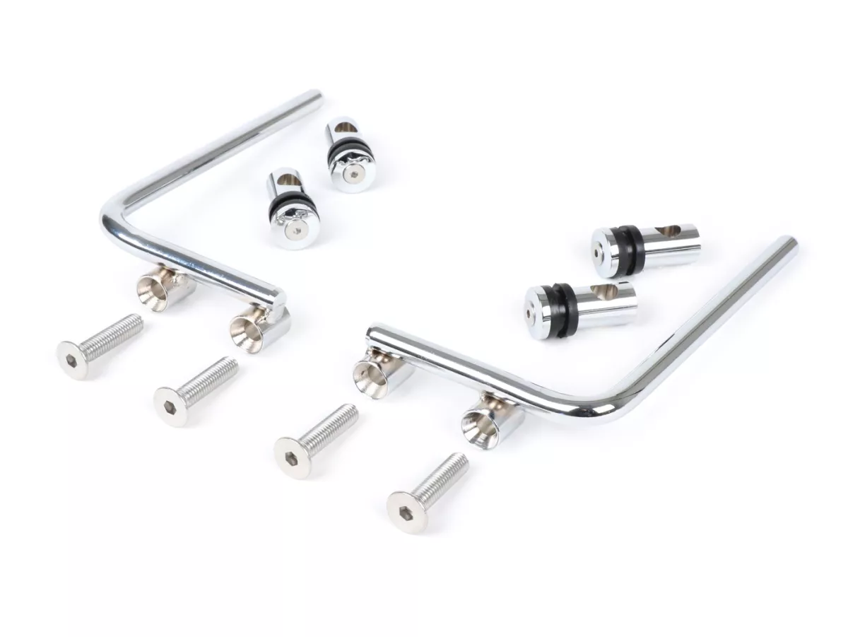 Bracket for flyscreen -MOTO NOSTRA, w=300mm, h=105mm- Vespa PX80, PX125, PX150, PX200, T5 Classic, LML 125/150 Star/Stella - chrome