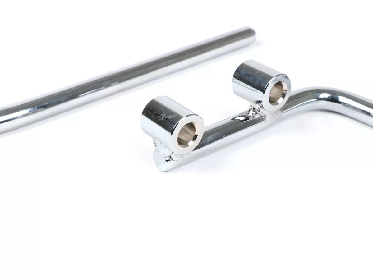 Bracket for flyscreen -MOTO NOSTRA, w=300mm, h=105mm- Vespa PX80, PX125, PX150, PX200, T5 Classic, LML 125/150 Star/Stella - chrome