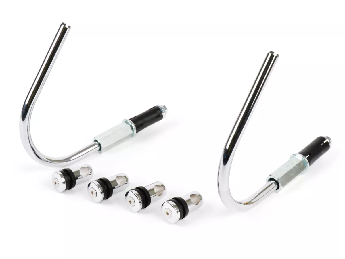 Soporte para parabrisas -MOTO NOSTRA, w=300mm, h=105mm- Vespa GT, GTL, GTS, GTS Super, GTS 125-300cc HPE (-2022) - cromado