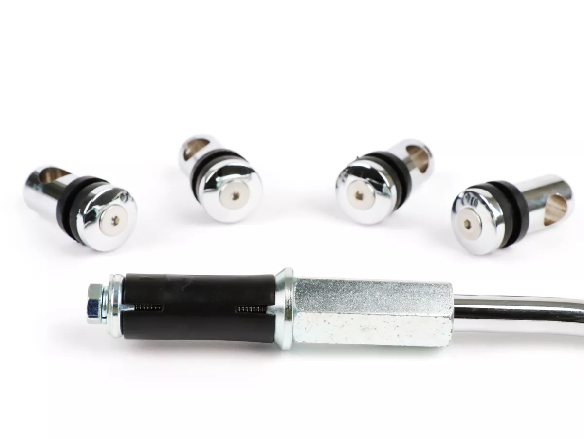 Soporte para parabrisas -MOTO NOSTRA, w=300mm, h=105mm- Vespa GT, GTL, GTS, GTS Super, GTS 125-300cc HPE (-2022) - cromado