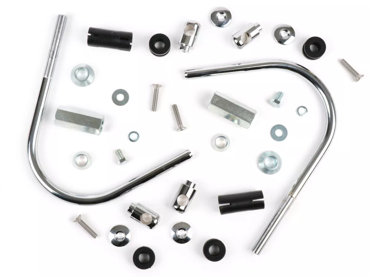 Soporte para parabrisas -MOTO NOSTRA, w=300mm, h=105mm- Vespa GT, GTL, GTS, GTS Super, GTS 125-300cc HPE (-2022) - cromado
