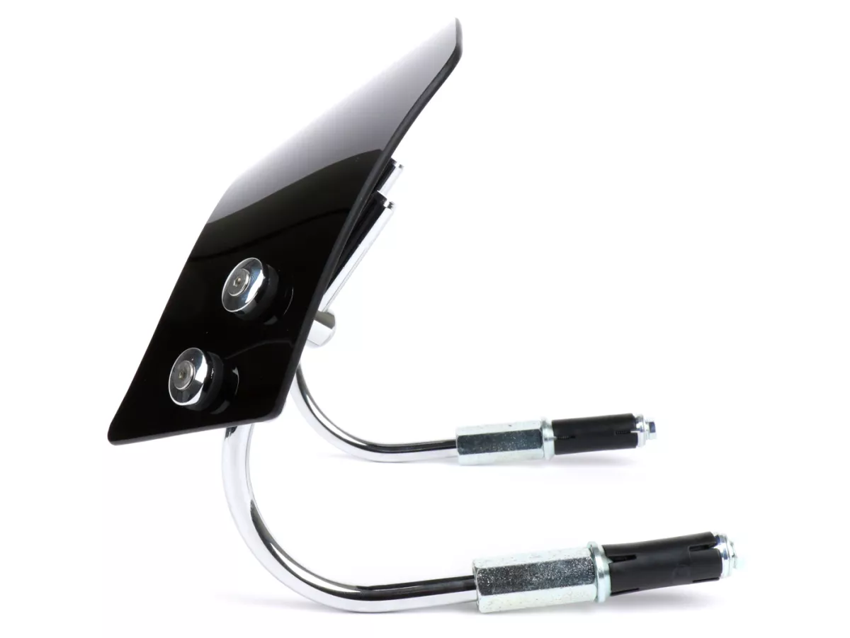 Voorruit met verchroomde beugels -MOTO NOSTRA, b=300mm, h=105mm- Vespa GTS 125-300cc HPE (2019-2022) - zwart getint glas