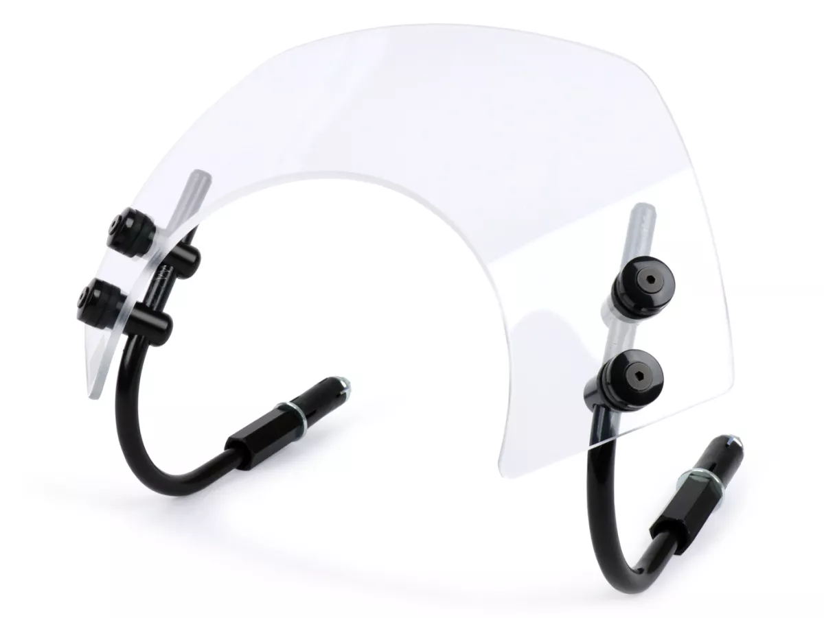 Parabrisas con soportes negros -MOTO NOSTRA, w=300mm, h=105mm- Vespa GTS 125-300cc HPE (2019-2022) - cristal transparente