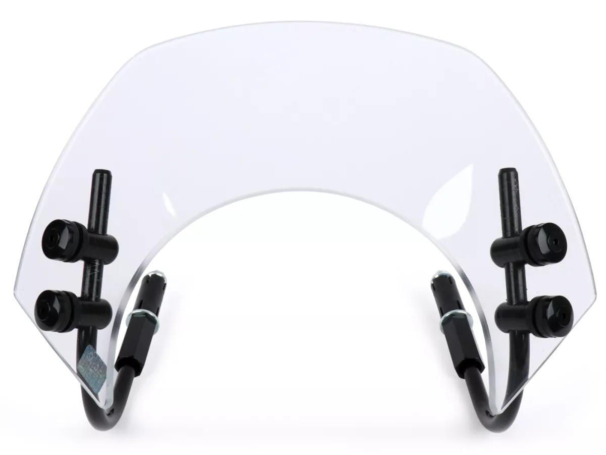 Parabrisas con soportes negros -MOTO NOSTRA, w=300mm, h=105mm- Vespa GTS 125-300cc HPE (2019-2022) - cristal transparente