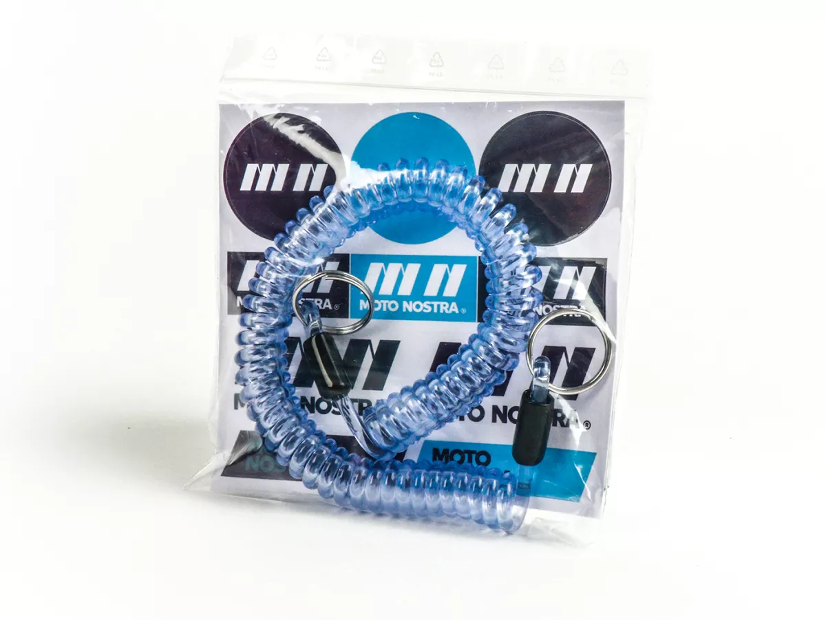Key ring -MOTO NOSTRA Spiral- length 300mm - z.B. für Vespa Klassik (Verbindung zwischen Zündschloß im Lenkerdeckel und/oder Lenk-/Gepäckfachschloß bei PX alt, Rally, Sprint, ET3, Motovespa etc.) blue