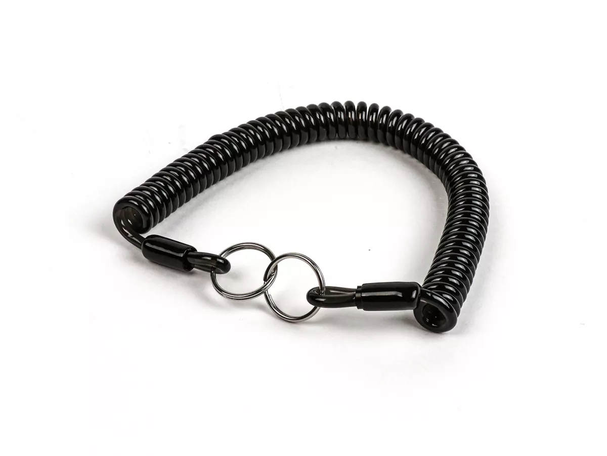 Key ring -MOTO NOSTRA Spiral- length 300mm - e.g. for Vespa Classic (connection between ignition lock in handlebar cover and/or steering/luggage compartment lock on PX old, Rally, Sprint, ET3, Motovespa etc.) black
