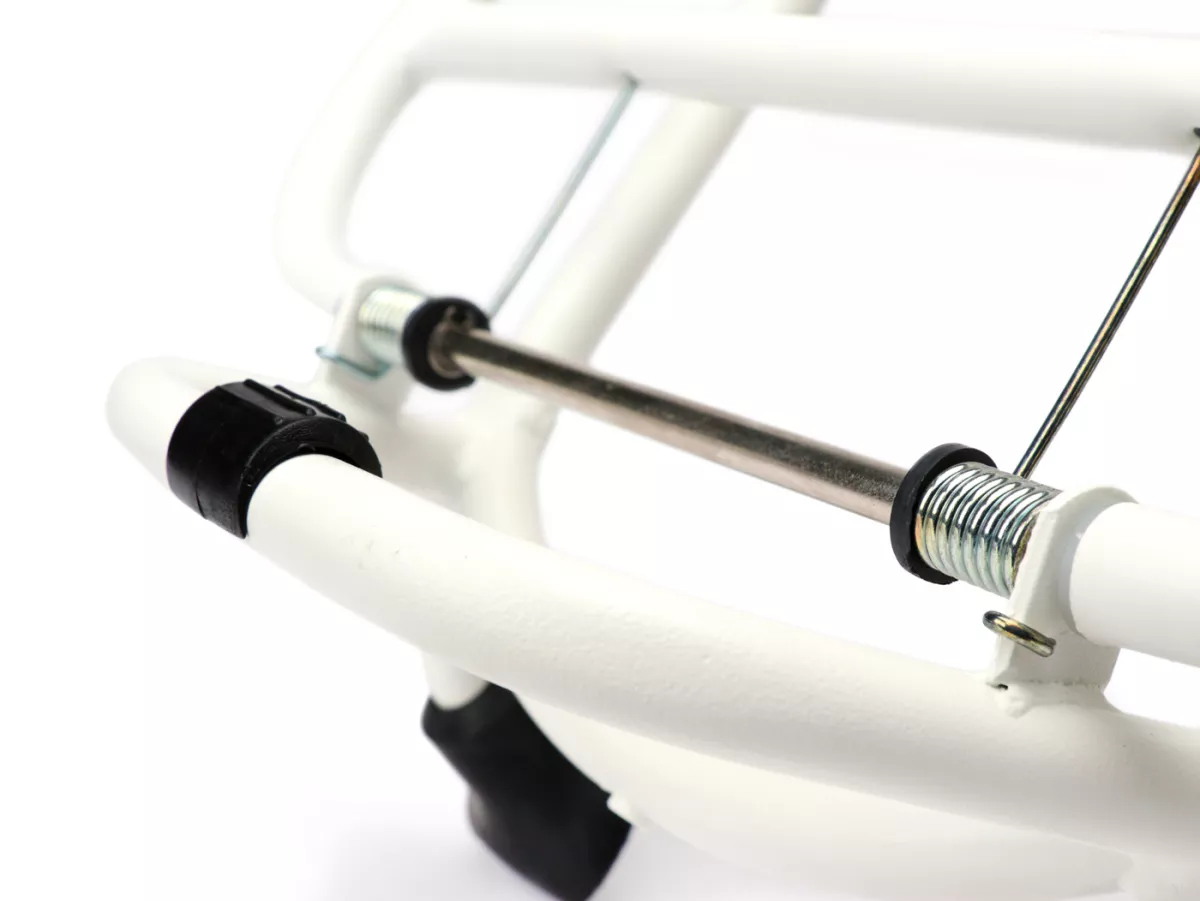 Front rack, fold down -MOTO NOSTRA- Vespa GT, GTL, GTV, GTS, GTS Super, GT60 - 125-200-250-300cc, yoc 2003-2018 - white