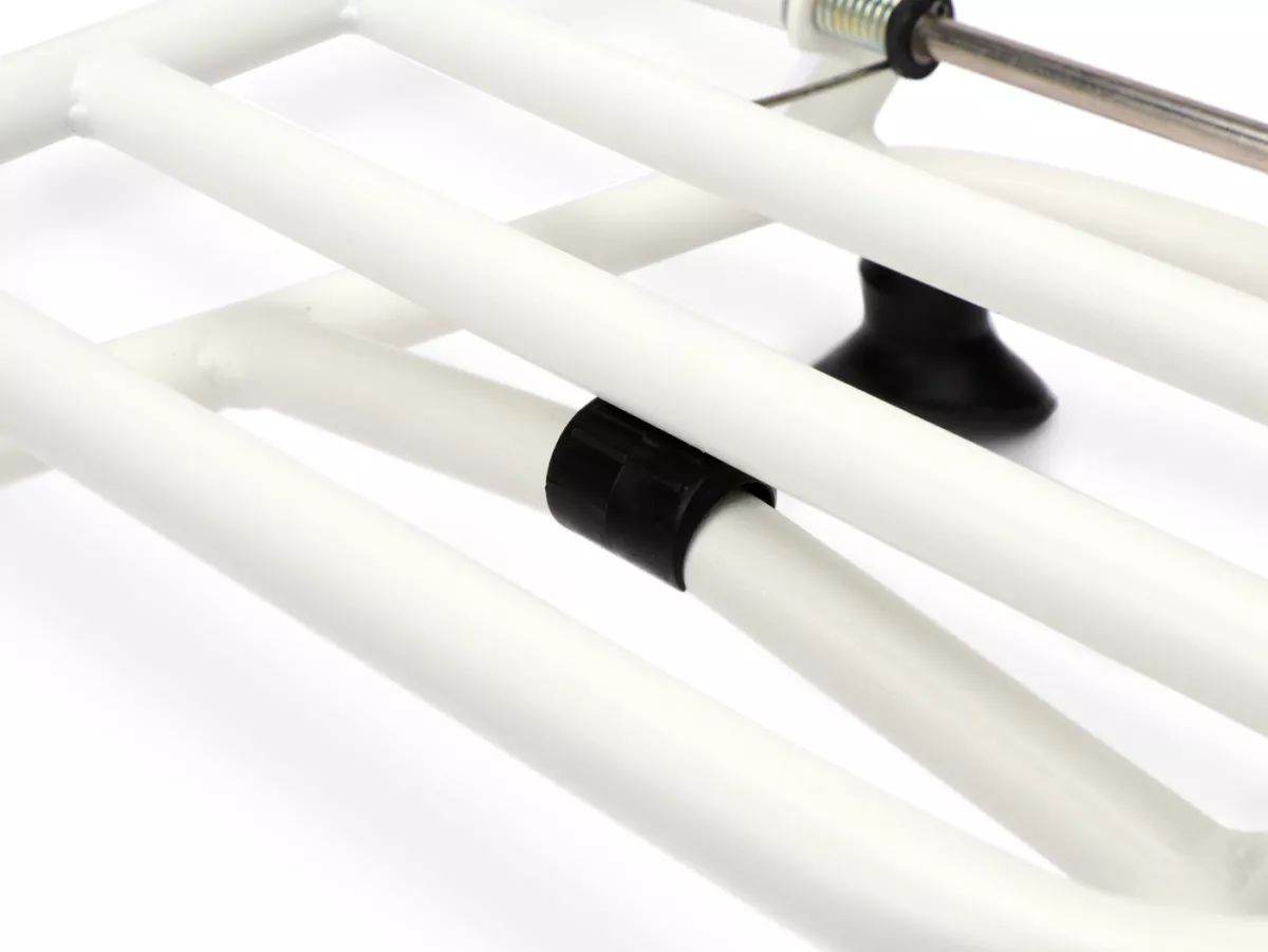Front rack, fold down -MOTO NOSTRA- Vespa GT, GTL, GTV, GTS, GTS Super, GT60 - 125-200-250-300cc, yoc 2003-2018 - white
