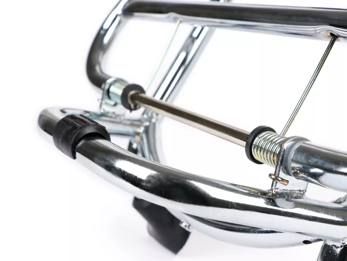 Front rack, fold down -MOTO NOSTRA- Vespa GT, GTL, GTV, GTS, GTS Super, GT60, HPE, Supertech, Super Sport, Sei Giorni (until 2022) - chrome
