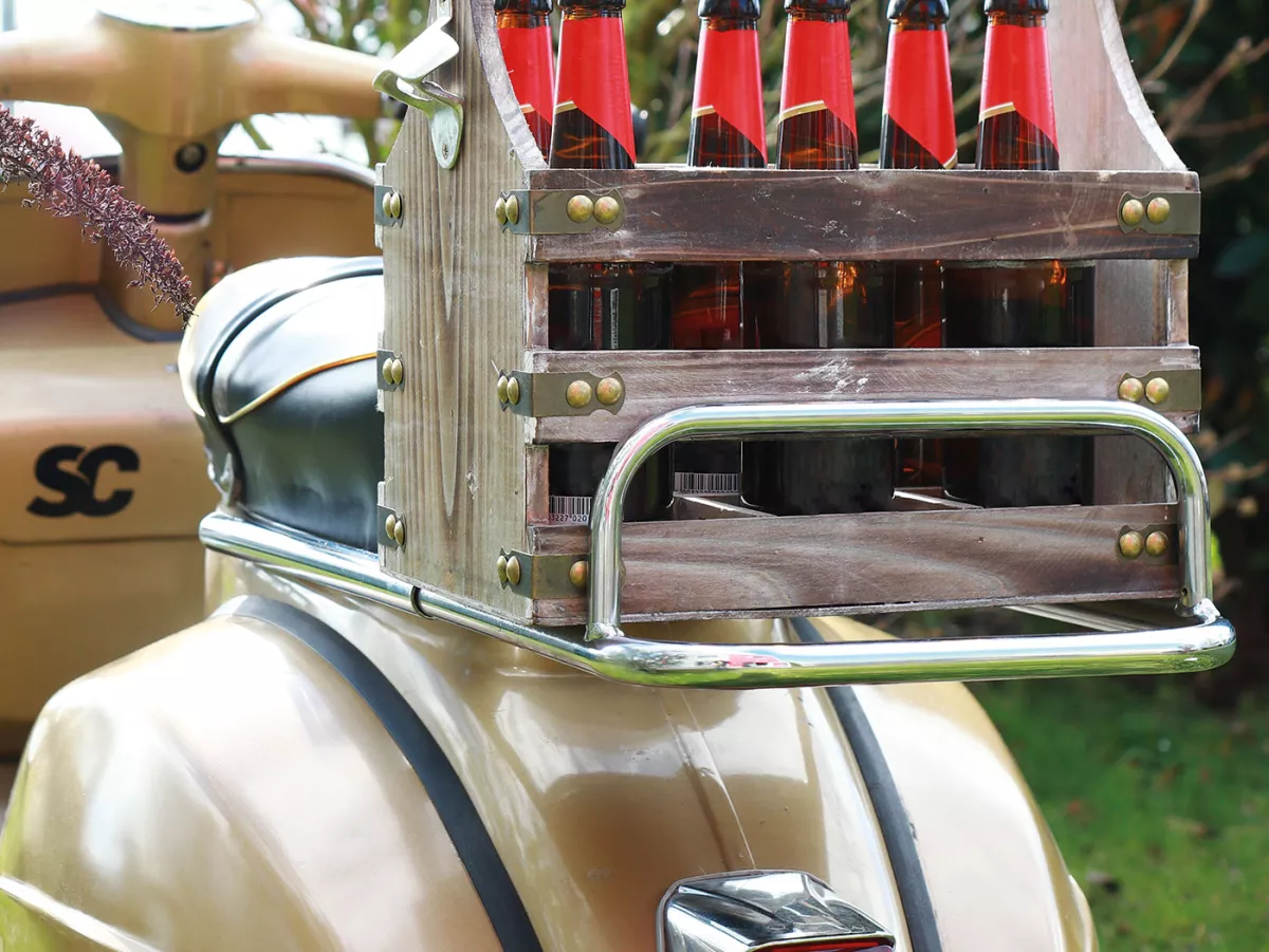 Bagagerek achteraan, uittrekbaar -MOTO NOSTRA Uitbreidbaar- Vespa PX, Rally, Sprint, TS125, GT/GTR, SS180, Motovespa DN, Iris, LML Star, Deluxe, Stella - Chroom