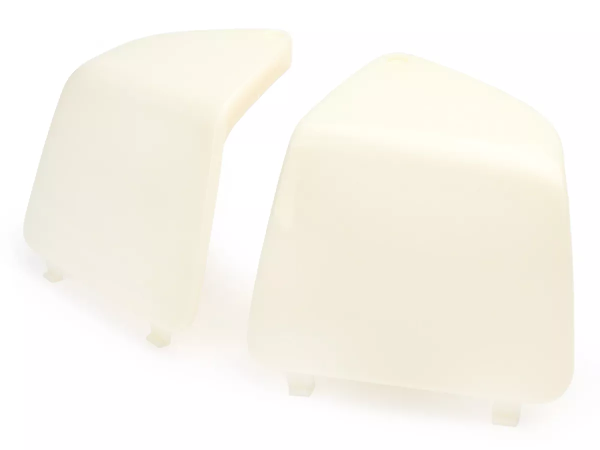 Maintenance flap set for interior lining leg shield -MOTO NOSTRA- Vespa GT, GTL, GTV, GTS 125-300 (03-22-), HPE, Supertech, Supersport, Touring - (cover for cooling water connection / fuses) - unpainted
