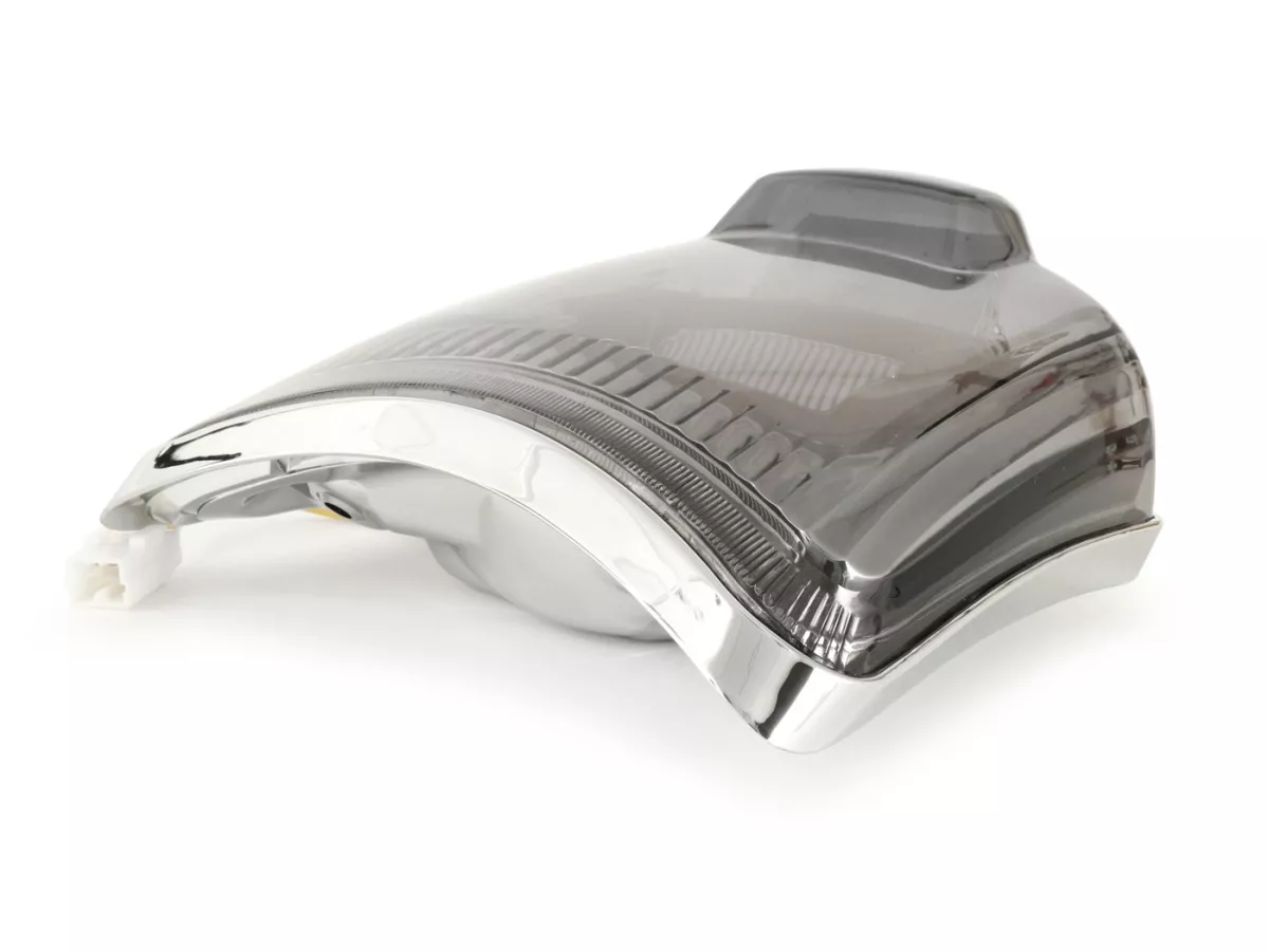 Tail light incl. frame -MOTO NOSTRA, LED 'Boulder'- Vespa GTS (2019-2022) GTS125 iGet, GTS300 HPE, GTS SUPER 125/300 HPE, GTS SUPERSPORT 125/300, GTS SUPERTECH 125/300 HPE - Glass black/ Frame chrome