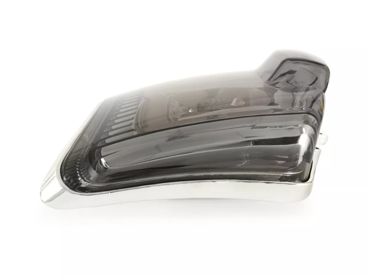 Tail light incl. frame -MOTO NOSTRA, LED 'Boulder'- Vespa GTS (2019-2022) GTS125 iGet, GTS300 HPE, GTS SUPER 125/300 HPE, GTS SUPERSPORT 125/300, GTS SUPERTECH 125/300 HPE - Glass black/ Frame chrome
