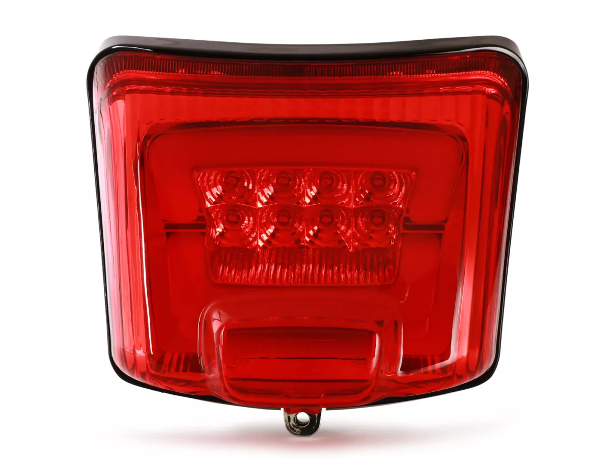 Feu arrière avec support de montage -MOTO NOSTRA, LED 'Boulder'- Vespa GTS (2019-2022) GTS125 iGet, GTS300 HPE, GTS SUPER 125/300 HPE, GTS SUPERSPORT 125/300, GTS SUPERTECH 125/300 HPE - cabochon rouge/ support de montage noir brillant