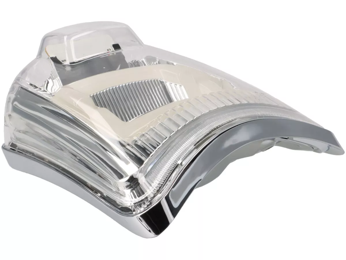 Fanale posteriore incl. cornice -MOTO NOSTRA, LED 'Boulder' - Vespa GTS (2019-2022) GTS125 iGet, GTS300 HPE, GTS SUPER 125/300 HPE, GTS SUPERSPORT 125/300, GTS SUPERTECH 125/300 HPE - Vetro bianco/cornice cromata
