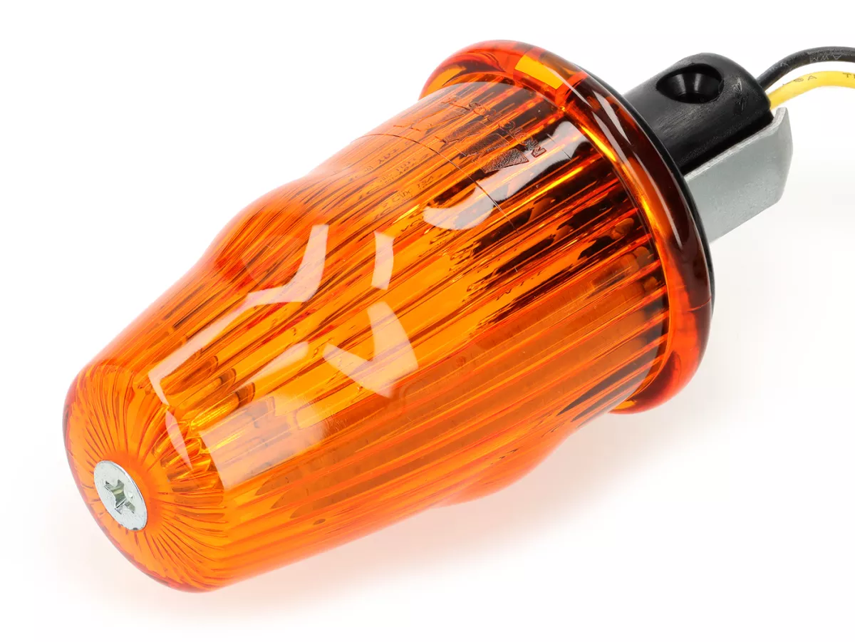 Knipperlicht retrofit set voor stuurknipperlichten -MOTO NOSTRA, LED , met E-markering, 12 volt- Vespa Smallframe V50, 50N, PV, ET3, Largeframe Rally, Sprint, TS, GT, GTR, SS180 - Ø=24mm - Oranje