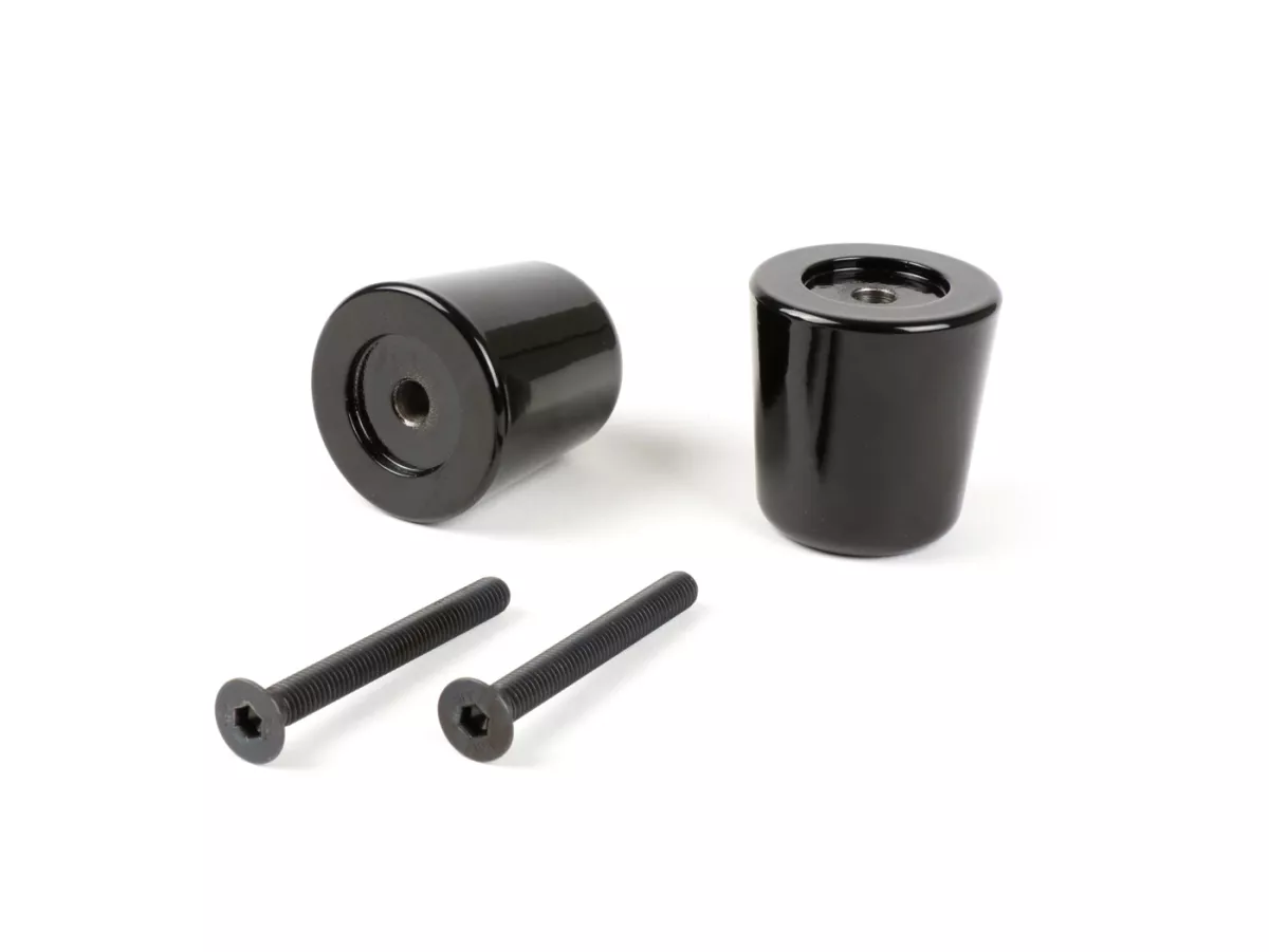 Pair of handlebar end weights, antivibration  -MOTO NOSTRA- Vespa GT/GTL 125-200, GTS 125-300, GTV 125-300, Aprilia Scarabeo 400/500, SR Max 125-300, Gilera GP 800, Nexus 125-500, Piaggio Beverly 125-500, Piaggio X10 125, X8 400 - 282g - shiny black