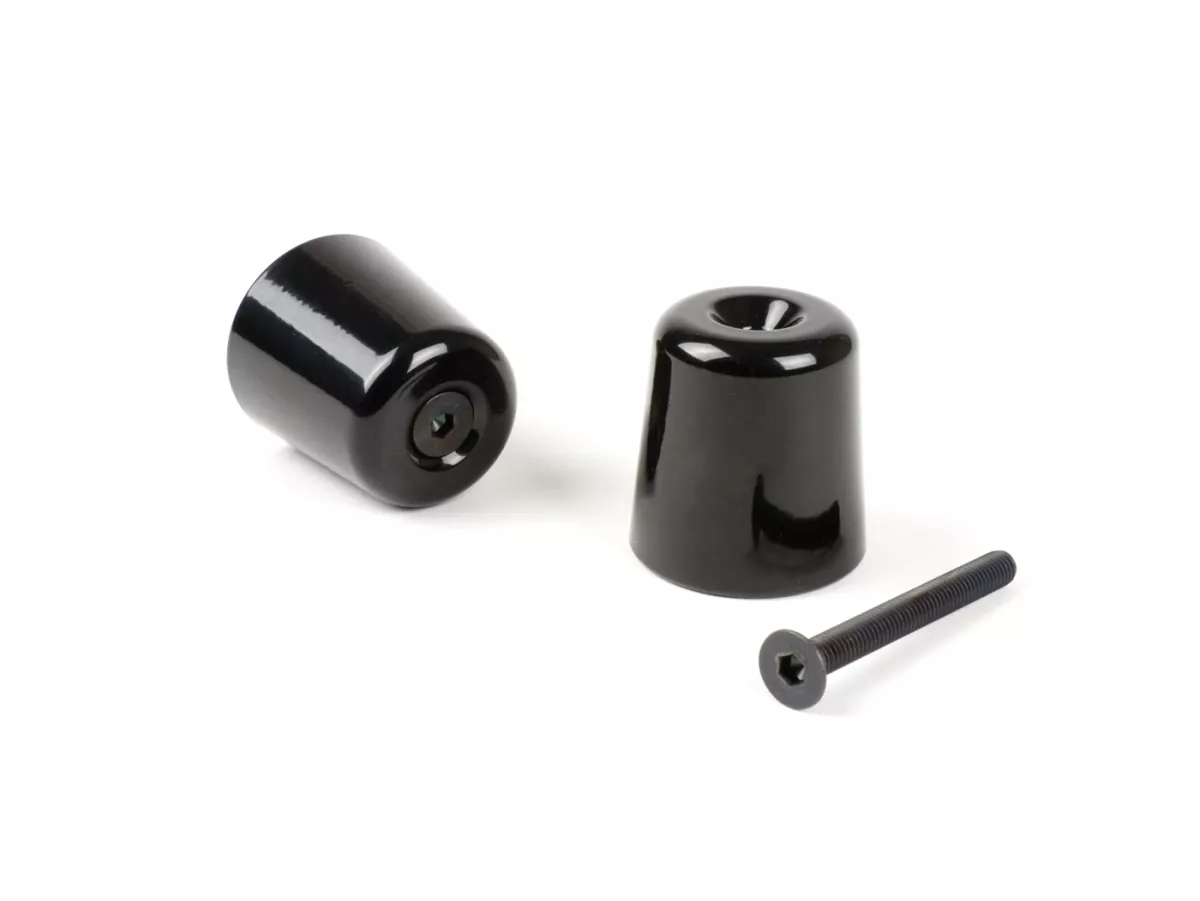 Pair of handlebar end weights, antivibration  -MOTO NOSTRA- Vespa GT/GTL 125-200, GTS 125-300, GTV 125-300, Aprilia Scarabeo 400/500, SR Max 125-300, Gilera GP 800, Nexus 125-500, Piaggio Beverly 125-500, Piaggio X10 125, X8 400 - 282g - shiny black