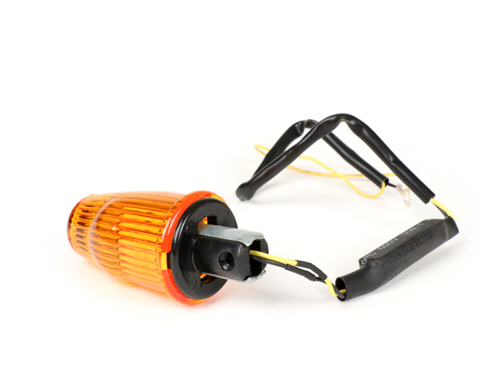 Juego de reequipamiento para intermitentes de manillar -MOTO NOSTRA, LED , con E-marking, 12 volt- Vespa Smallframe PK S/XL/XL2/HP, Largeframe PX, T5, LML - Ø=24mm - Naranja