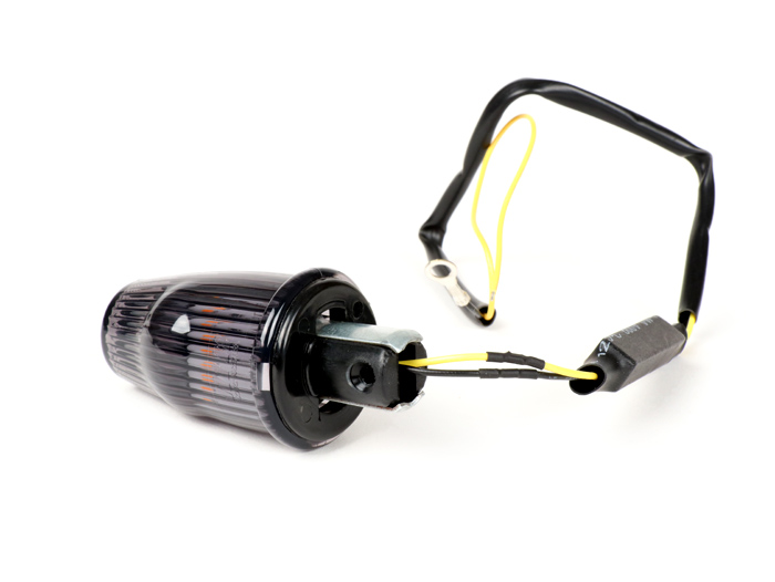 Conversion kit for handlebar indicators -MOTO NOSTRA, LED, E-marked, 12 Volt- Vespa Smallframe PK S/XL/XL2/HP, Largeframe PX, T5, LML - Ø=24mm - black
