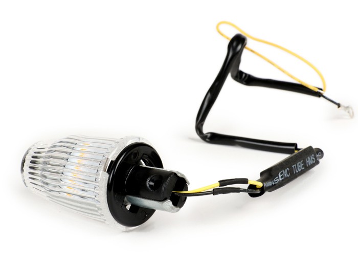 Juego de reequipamiento para intermitentes de manillar -MOTO NOSTRA, LED , con E-marking, 12 volt- Vespa Smallframe PK S/XL/XL2/HP, Largeframe PX, T5, LML - Ø=24mm - Blanco