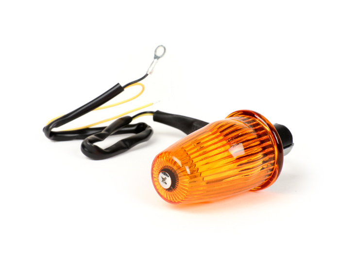 Indikator -MOTO NOSTRA indikator stang LED (E-mark), 12 volt- Vespa V50, 50SS, 50SR, 50 Sprinter, 90SS, 90 Racer, PV125, ET3, Sprint150, Rally180/200 - oranye
