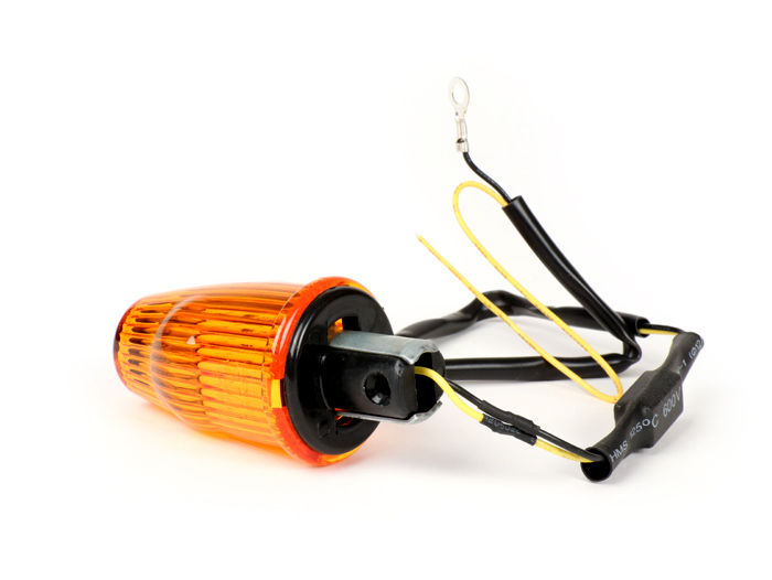 Indikator -MOTO NOSTRA indikator stang LED (E-mark), 12 volt- Vespa V50, 50SS, 50SR, 50 Sprinter, 90SS, 90 Racer, PV125, ET3, Sprint150, Rally180/200 - oranye