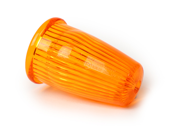 Indikator -MOTO NOSTRA indikator stang LED (E-mark), 12 volt- Vespa V50, 50SS, 50SR, 50 Sprinter, 90SS, 90 Racer, PV125, ET3, Sprint150, Rally180/200 - oranye
