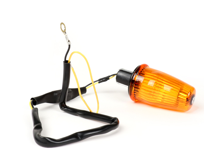 Indikator -MOTO NOSTRA indikator stang LED (E-mark), 12 volt- Vespa V50, 50SS, 50SR, 50 Sprinter, 90SS, 90 Racer, PV125, ET3, Sprint150, Rally180/200 - oranye