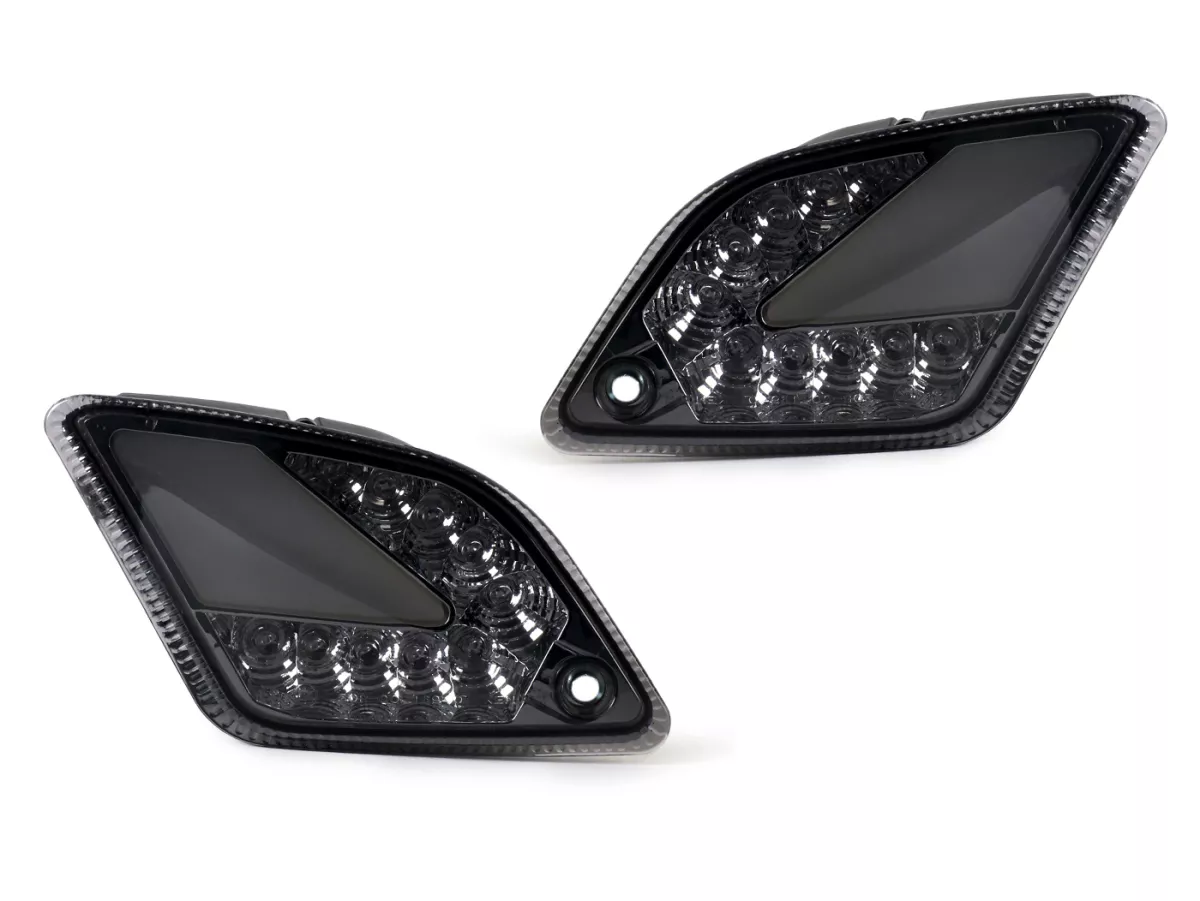 Set indicatori di direzione posteriori -MOTO NOSTRA (fino al 2014) luce di marcia dinamica a LED, con luce di posizione (E-mark)- Vespa GT, GTL, GTV, GTS 125-300 - fumé